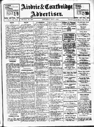cover page of Airdrie & Coatbridge Advertiser published on May 8, 1943