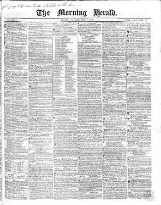 cover page of Morning Herald (London) published on May 8, 1860