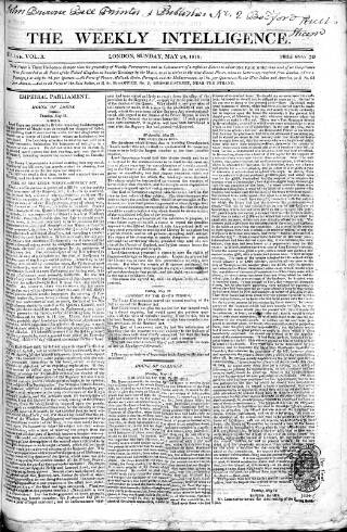 cover page of Weekly Intelligence published on May 24, 1818