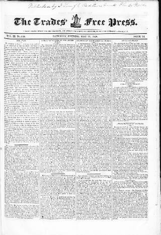 cover page of Trades' Free Press published on May 17, 1828
