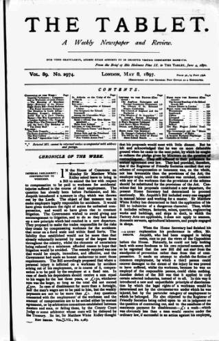 cover page of Tablet published on May 8, 1897