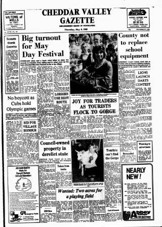 cover page of Cheddar Valley Gazette published on May 8, 1980