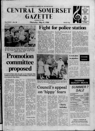 cover page of Central Somerset Gazette published on May 8, 1986
