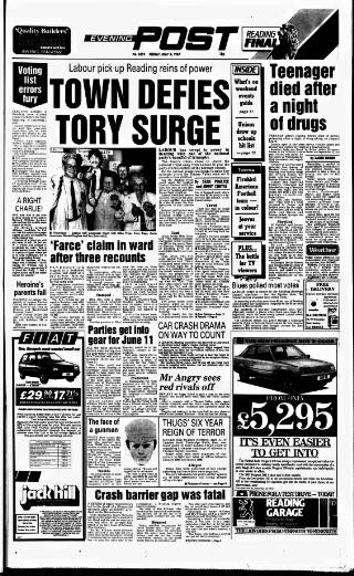 cover page of Reading Evening Post published on May 8, 1987