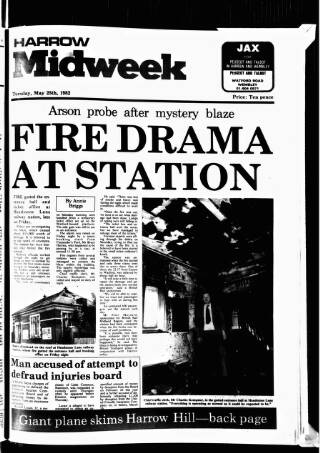 cover page of Harrow Midweek published on May 25, 1982