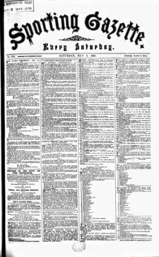cover page of Sporting Gazette published on May 8, 1869