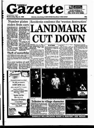 cover page of Harefield Gazette published on May 8, 1996