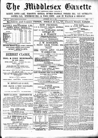 cover page of Middlesex Gazette published on May 8, 1909