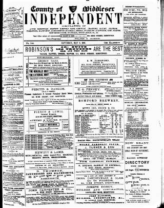 cover page of Middlesex Independent published on May 8, 1886