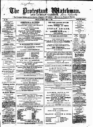 cover page of Protestant Watchman and Lurgan Gazette published on May 9, 1863