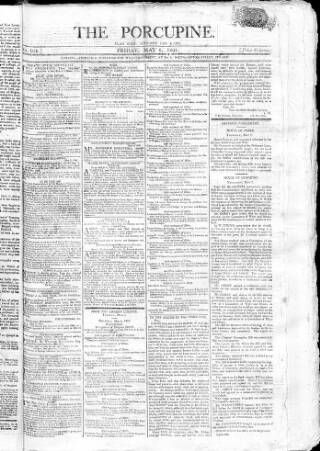 cover page of Porcupine published on May 8, 1801