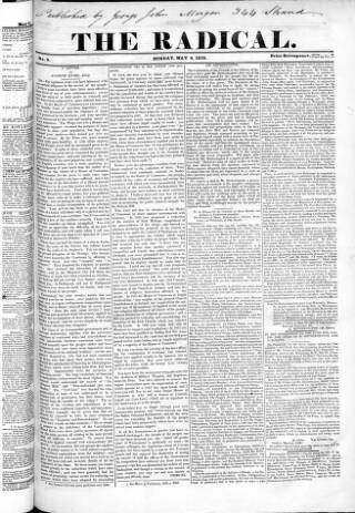 cover page of Radical 1836 published on May 8, 1836