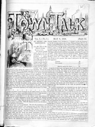 cover page of Town Talk published on May 8, 1858