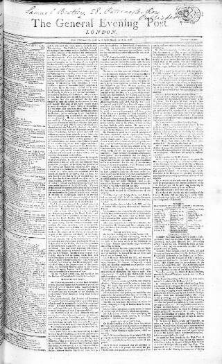 cover page of General Evening Post published on May 9, 1818