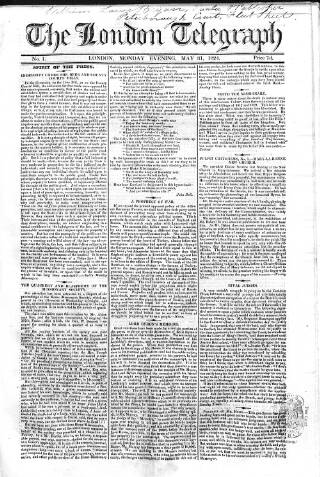 cover page of London Telegraph published on May 31, 1824