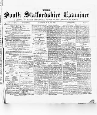 cover page of South Staffordshire Examiner published on May 30, 1874