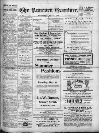 cover page of Runcorn Examiner published on May 8, 1909