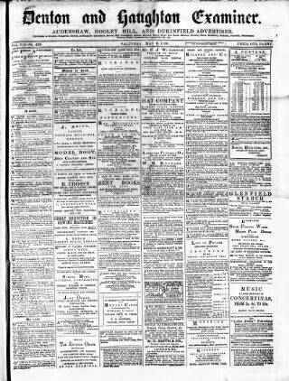 cover page of Denton and Haughton Examiner published on May 8, 1880