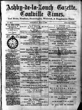 cover page of Ashby-de-la-Zouch Gazette published on May 8, 1886