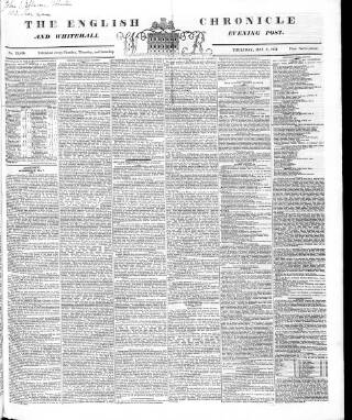 cover page of English Chronicle and Whitehall Evening Post published on May 8, 1834