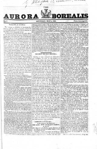 cover page of Aurora Borealis published on May 5, 1821