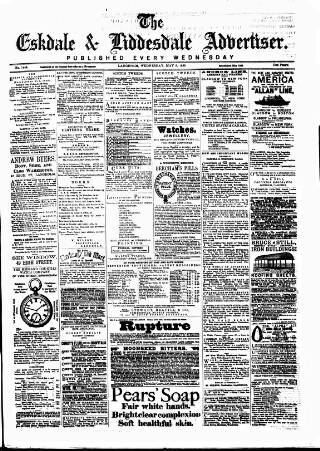 cover page of Eskdale and Liddesdale Advertiser published on May 8, 1889