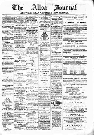 cover page of Alloa Journal published on May 8, 1880
