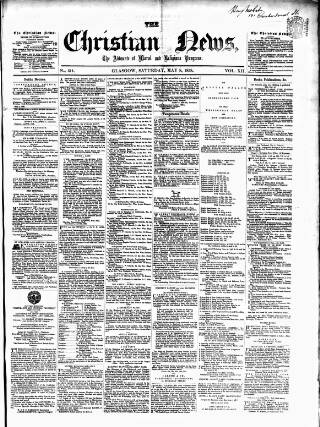 cover page of Christian News published on May 8, 1858