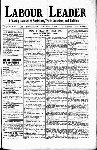 cover page of Labour Leader published on May 8, 1908