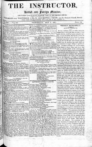 cover page of Instructor and Select Weekly Advertiser published on May 3, 1815