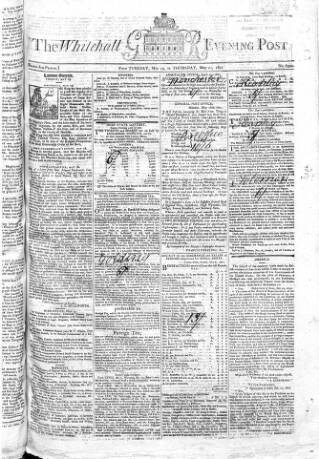 cover page of Whitehall Evening Post published on May 21, 1801
