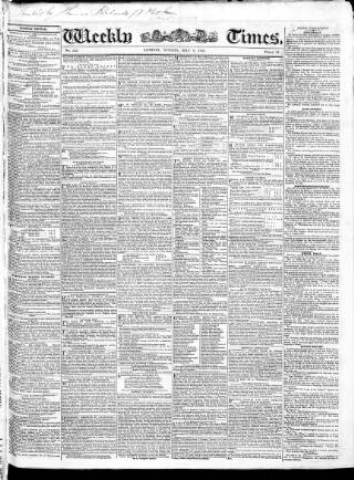 cover page of Weekly Times (London) published on May 8, 1831