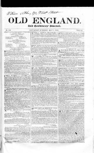 cover page of Old England published on May 8, 1841