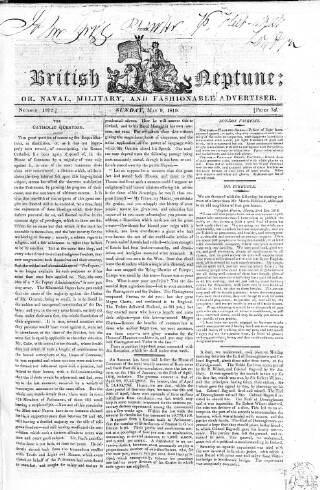 cover page of British Neptune published on May 9, 1819