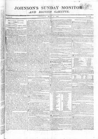 cover page of Johnson's Sunday Monitor published on May 8, 1808