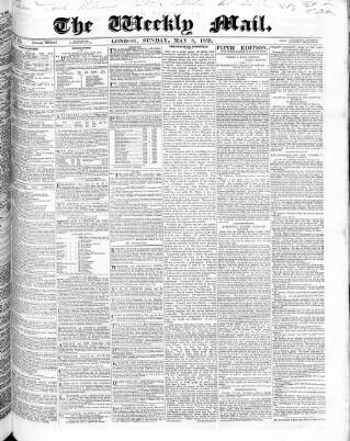 cover page of Weekly Mail (London) published on May 8, 1859