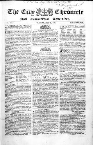 cover page of City Chronicle published on May 27, 1845