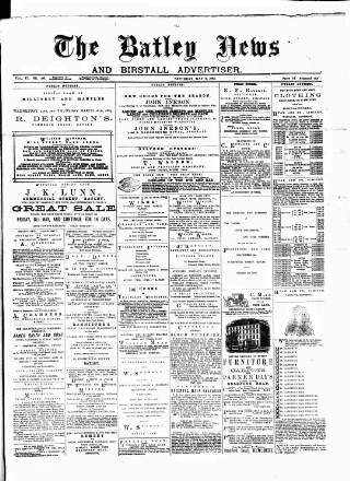 cover page of Batley News published on May 9, 1885