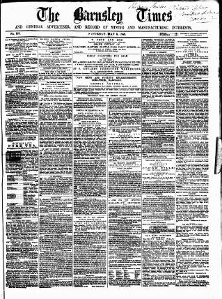cover page of Barnsley Independent published on May 8, 1858