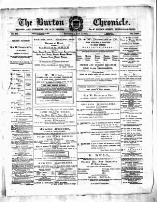 cover page of Burton Chronicle published on May 9, 1872