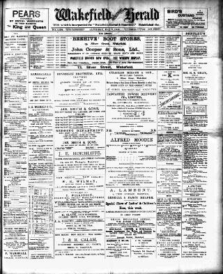 cover page of Wakefield and West Riding Herald published on May 9, 1903