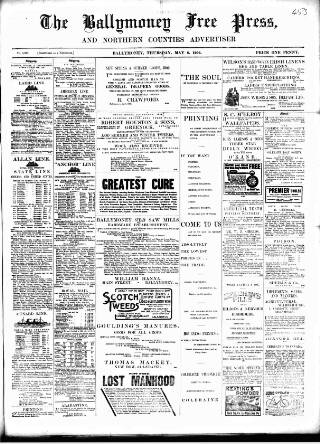 cover page of Ballymoney Free Press and Northern Counties Advertiser published on May 8, 1902
