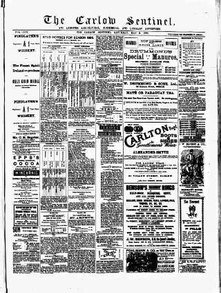 cover page of Carlow Sentinel published on May 9, 1896