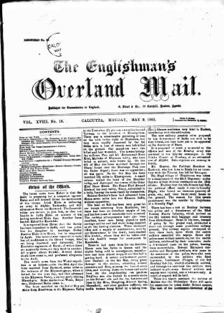 cover page of Englishman's Overland Mail published on May 9, 1881