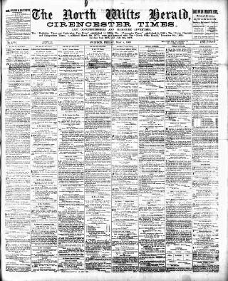 cover page of North Wilts Herald published on May 8, 1903