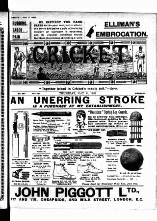 cover page of Cricket published on May 8, 1902