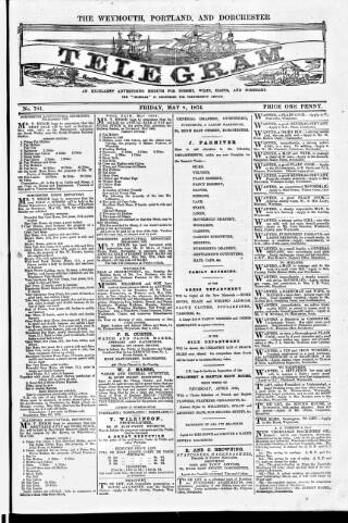 cover page of Weymouth Telegram published on May 8, 1874