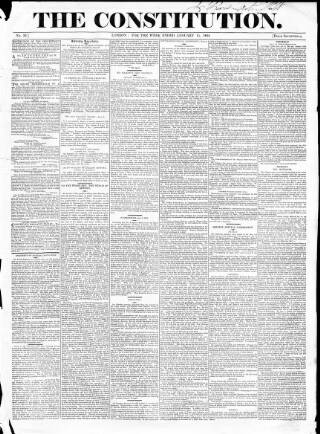 cover page of Constitution published on January 15, 1832