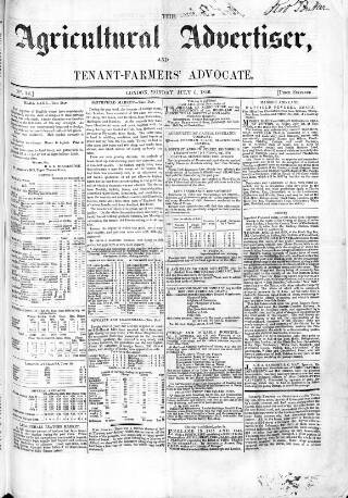 cover page of Agricultural Advertiser and Tenant-Farmers' Advocate published on July 6, 1846