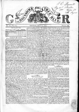 cover page of Brunswick or True Blue published on May 21, 1821